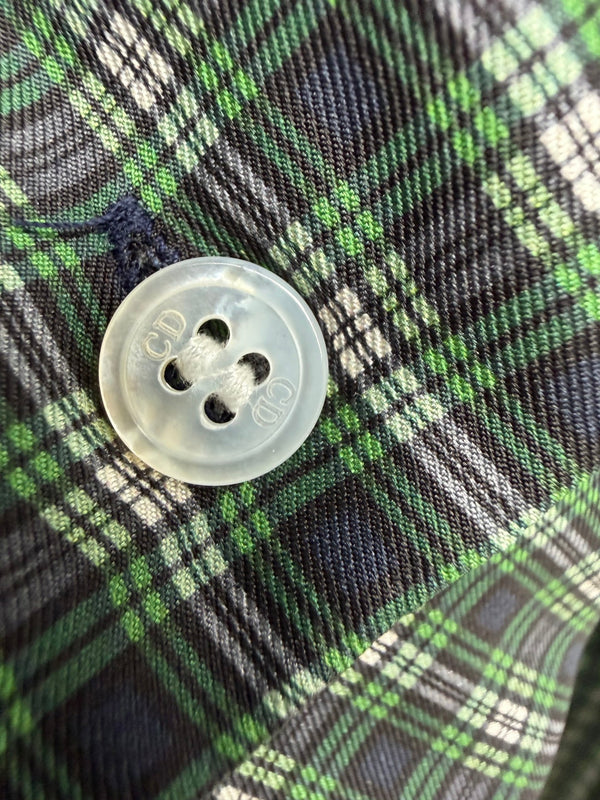 CD 26 Green Plaid Bow Tie Silk Shirt in Silk 386514