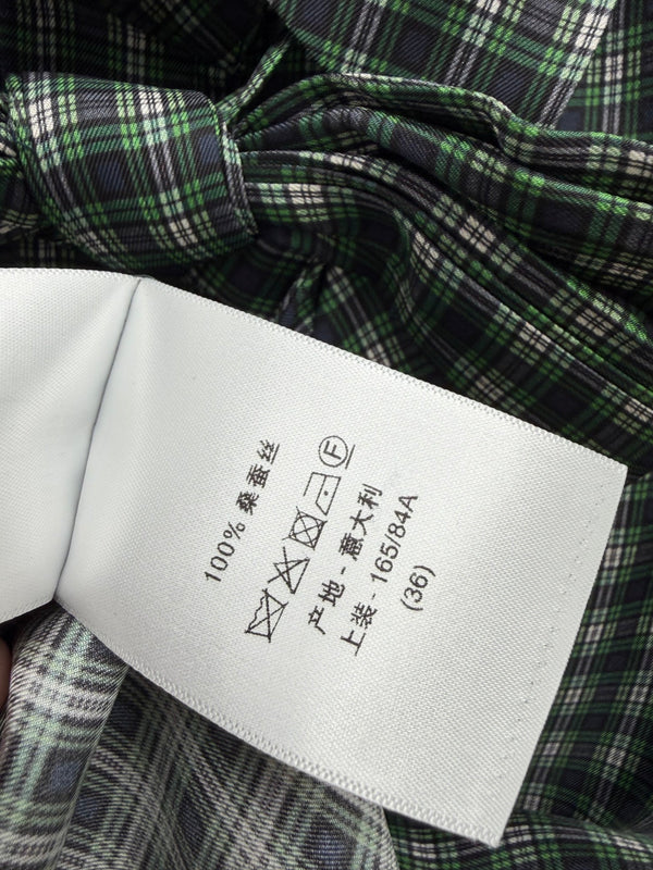 CD 26 Green Plaid Bow Tie Silk Shirt in Silk 386514