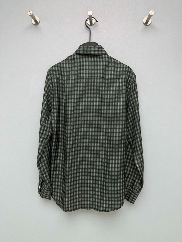 CD 26 Green Plaid Bow Tie Silk Shirt in Silk 386514