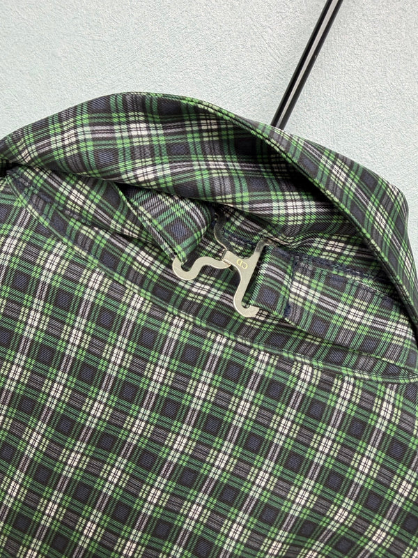 CD 26 Green Plaid Bow Tie Silk Shirt in Silk 386514