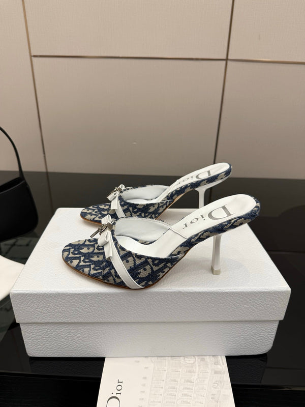 CD 26 Mule Heels 85 Navy Blue in Fabric 803246