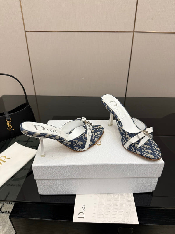 CD 26 Mule Heels 85 Navy Blue in Fabric 803246