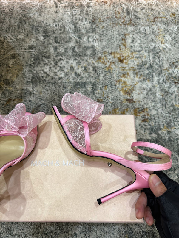 Mach 26 Sandal Heel 90mm Pink in Lace 804311