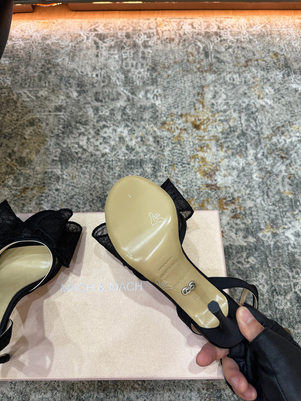 Sandales Mach 26 à talon de 90 mm en dentelle noire 804309