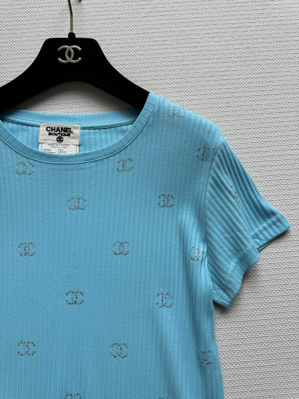 CC Neck Short-sleeve top Blue en Coton 387733