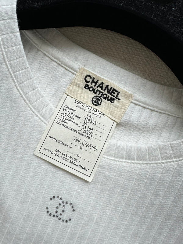 CC Neck Short-sleeve top White in Cotton 387729