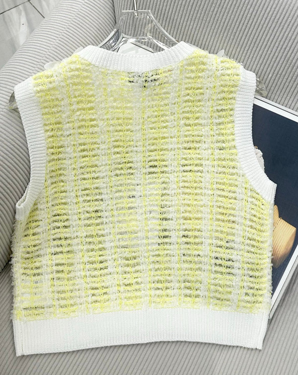 CC 26 Knit Vest Top Pale Yellow in Cotton 387593