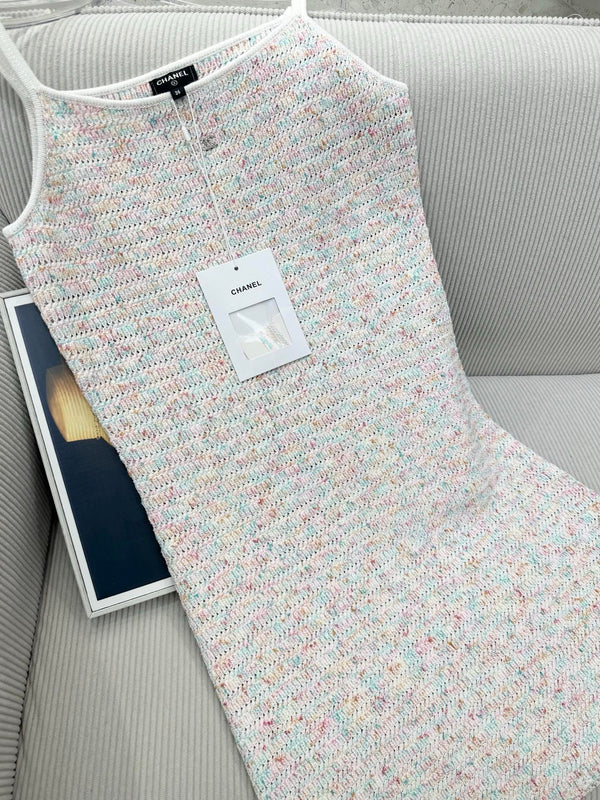 CC 26 Colorful Yarn Knitted Slip Dress in Wool 387530