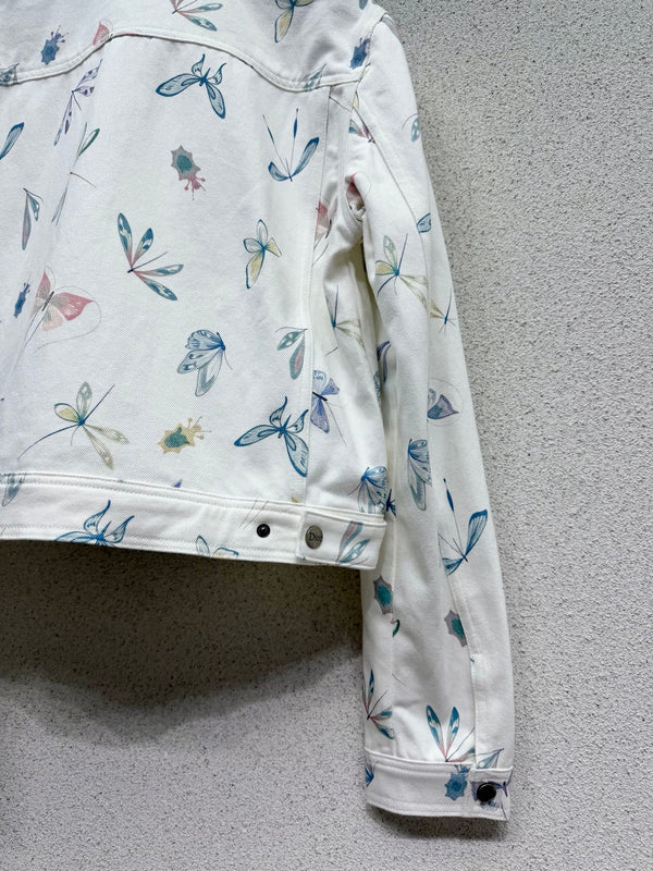 CD Printed Butterfly Jacket White in Cotton 388396