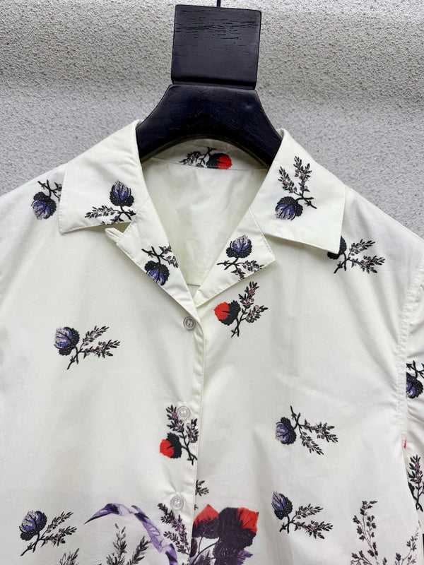 CD Printed Short-Sleeve Shirt White in Cotton 388351