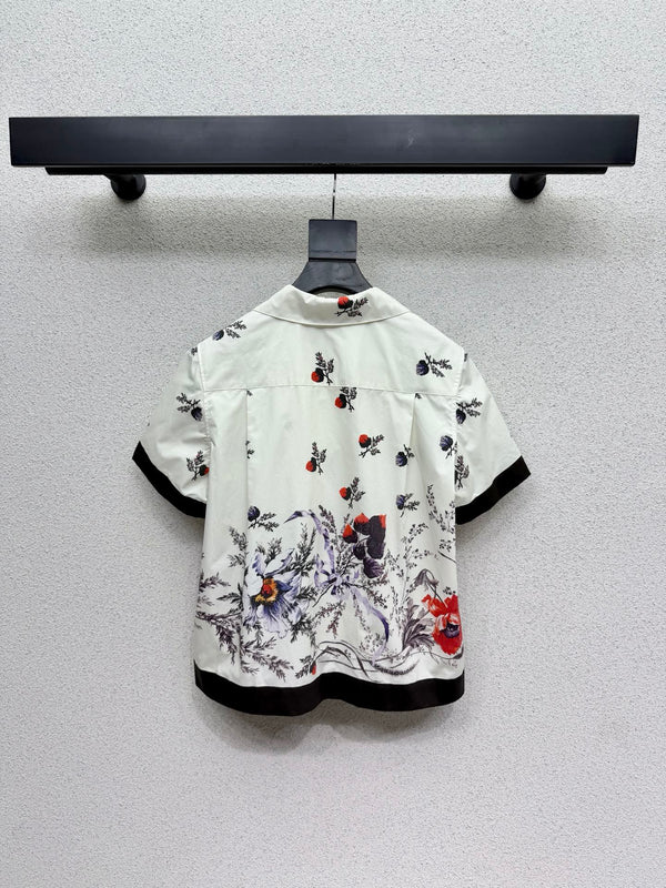 CD Printed Short-Sleeve Shirt White in Cotton 388351