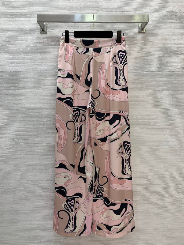 Pucci Orchidee Print Pants Pink in Cotton 380151
