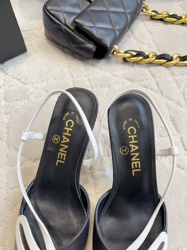 CC 26 Color-Blocked High Heels 75mm Black in Leather 808100
