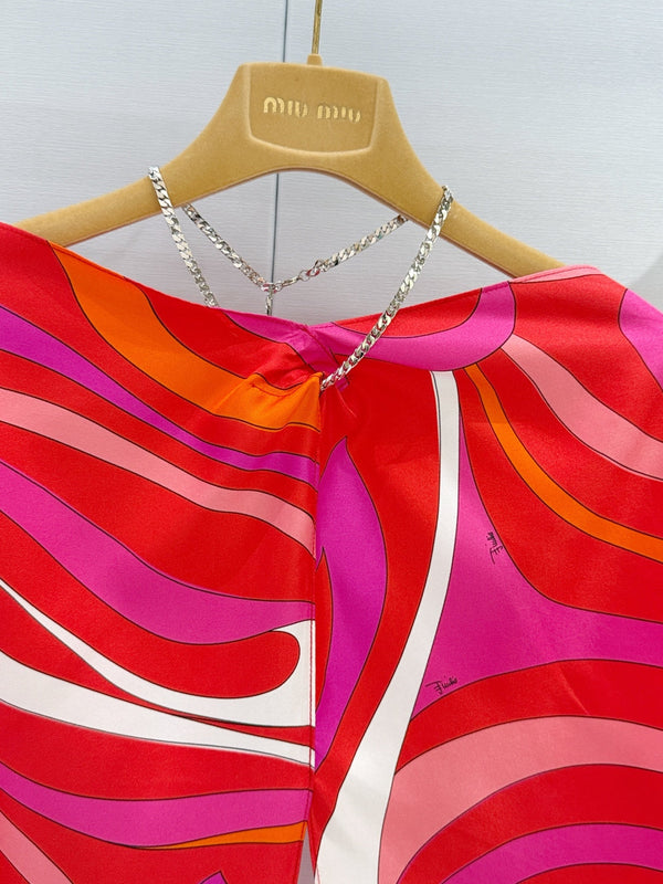 Pucci Halter Neck Top Red in Silk 323635