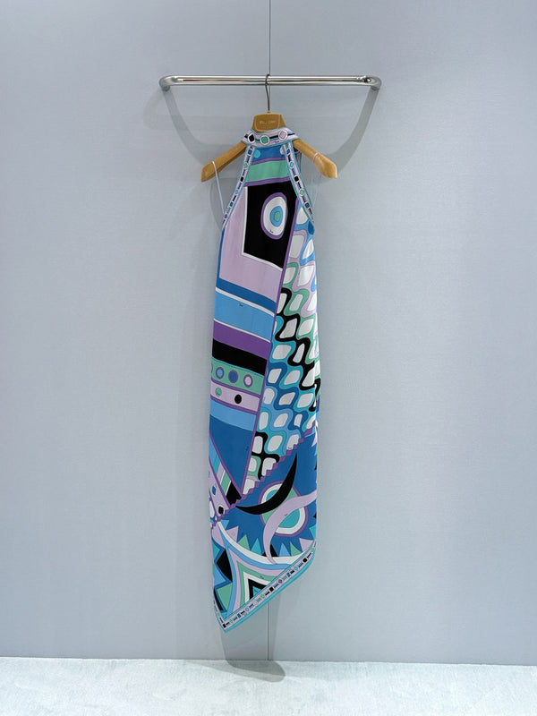 Pucci Vivara Silk Dress Blue 322231