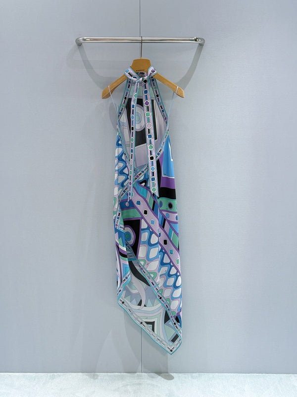 Pucci Vivara Silk Dress Blue 322231