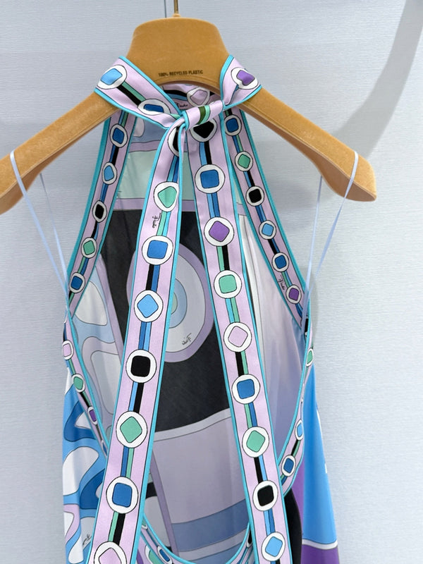 Pucci Vivara Silk Dress Blue 322231