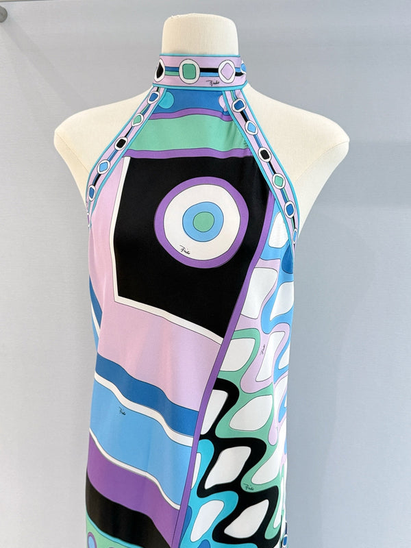Pucci Vivara Silk Dress Blue 322231