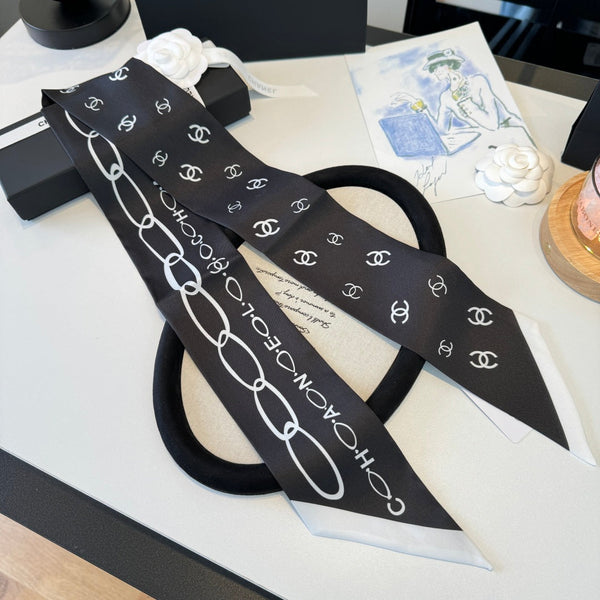 CC Twilly Mini Scarf Black Silk Twill 290520