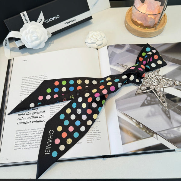 CC Twilly Mini Scarf Black Multicolor Silk 280925