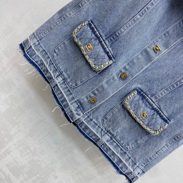 CC 26 Tassel-Edge Denim Vest Blue in Cotton 389543