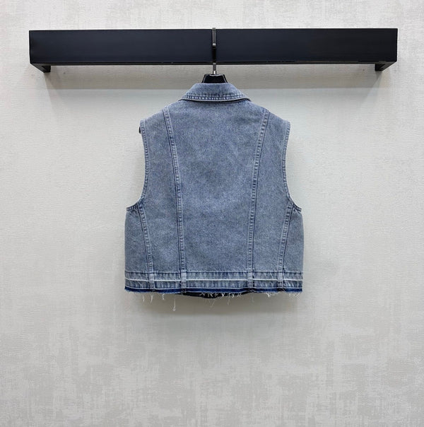 CC 26 Tassel-Edge Denim Vest Blue in Cotton 389543