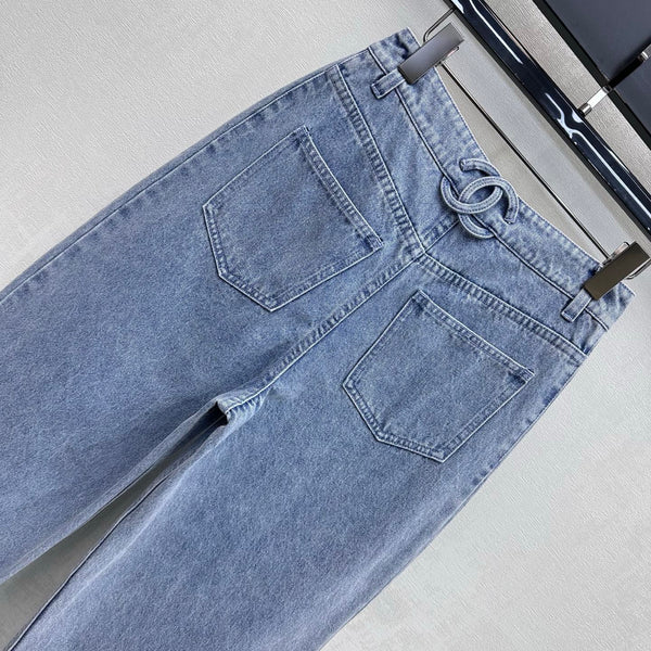 CC 26 Fringe-Edge Denim Pants Blue in Cotton 389540