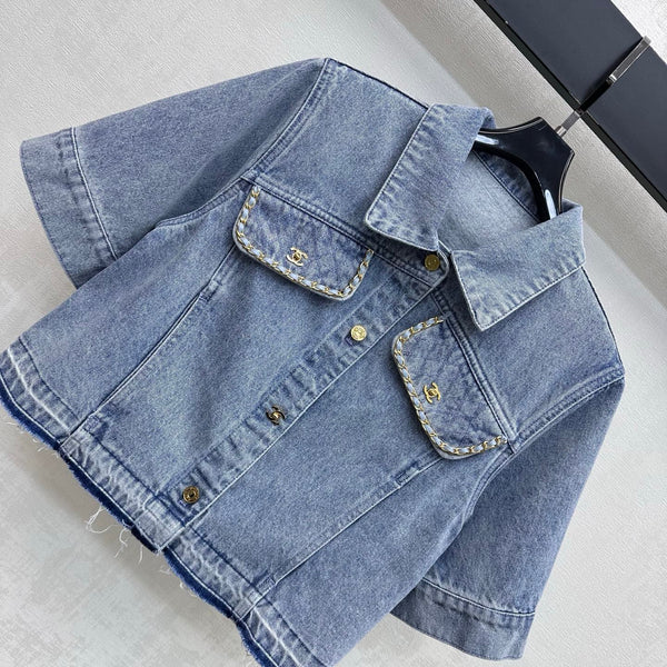CC 26 Fringed Denim Shirt in Cotton 389537