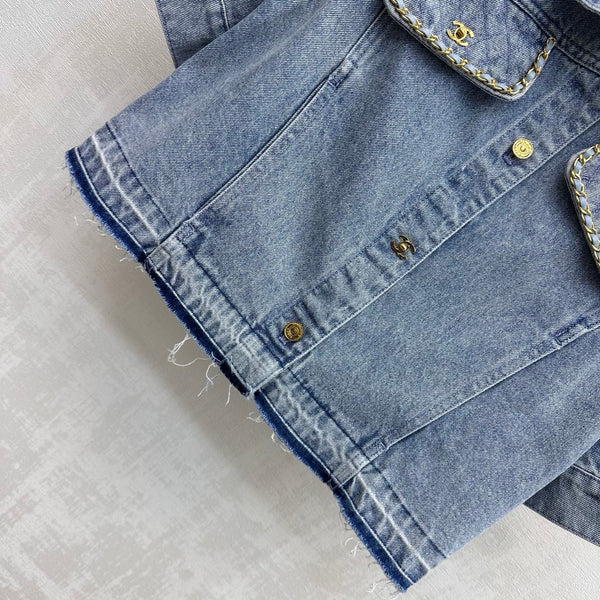CC 26 Fringed Denim Shirt in Cotton 389537