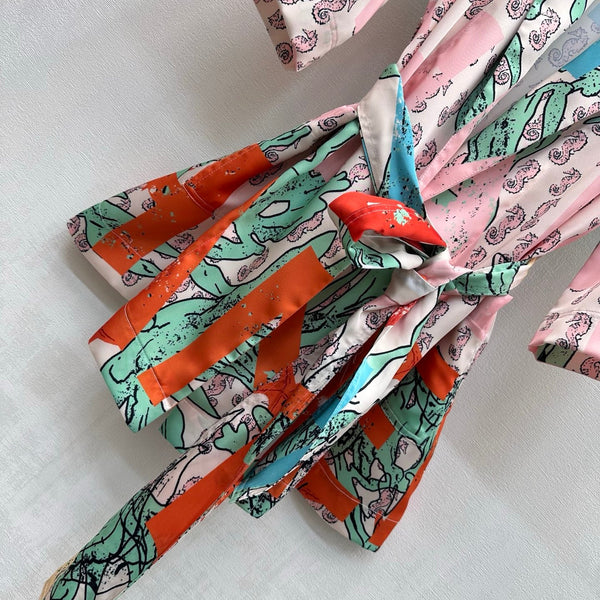CC 26 Artistic Print Waistband Robe Colorful in Polyamide 389531