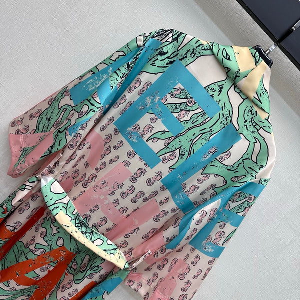 CC 26 Artistic Print Waistband Robe Colorful in Polyamide 389531