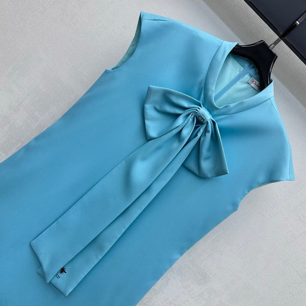 CD 26 Bow-Tie Vest Dress Blue in Cotton Fiber 389466