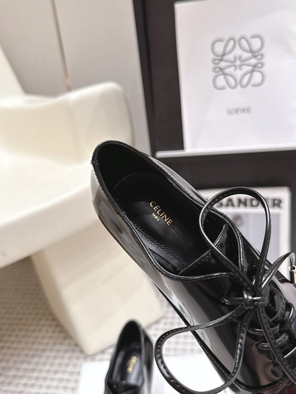CL 26 Square Toe Lace-up Oxford Heels 85 Black in Lambskin 813303
