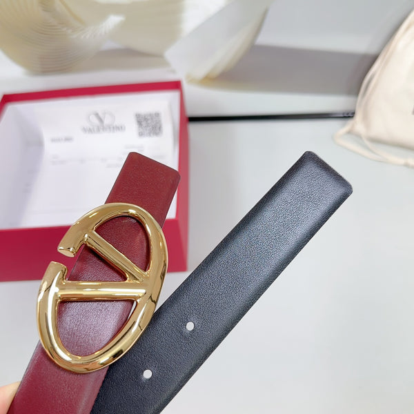 The Bold Edition Reversible Belt 30mm Burgundy Calfskin Gold Buckle