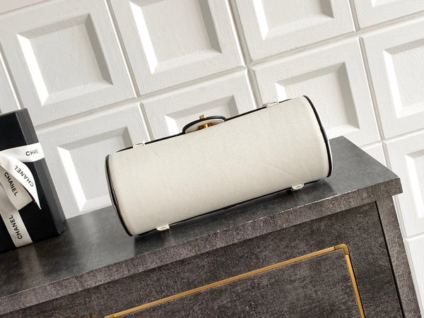 CC Preppy Coco Bowling Bag 30cm White Cowhide Lambskin
