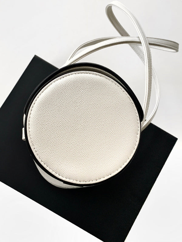 CC Preppy Coco Bowling Bag 30cm White Cowhide Lambskin