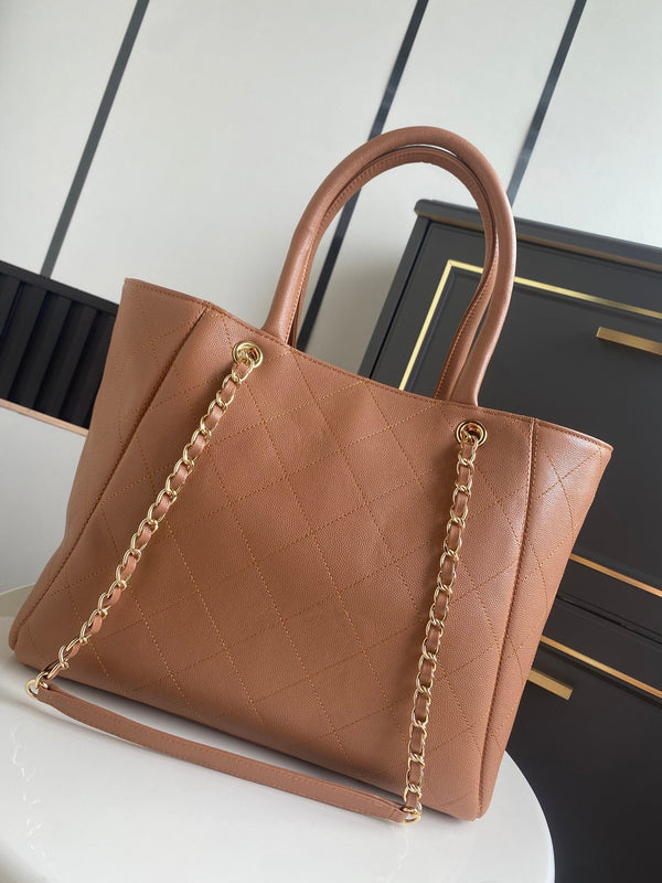 CC Tote Bag 39cm Brown Caviar Cowhide