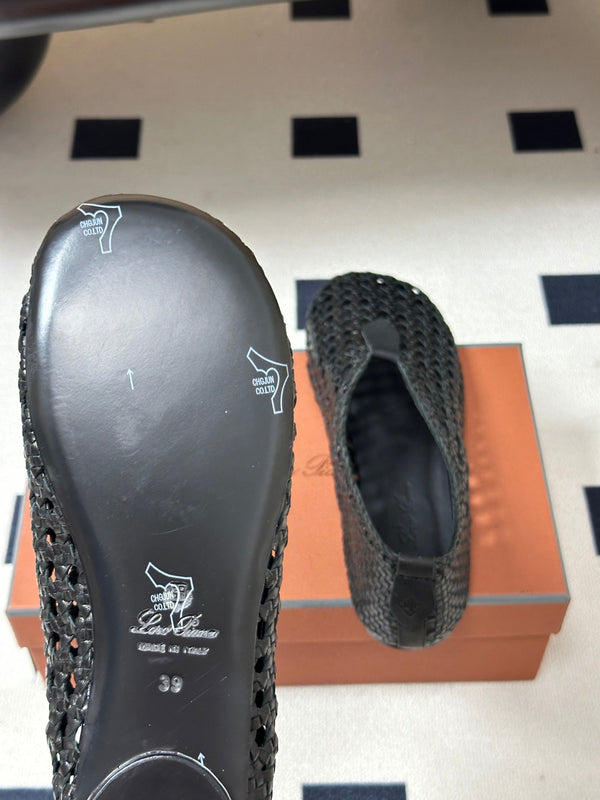 LP 26s Floaty Flats Black Handwoven Cowhide Leather 235279