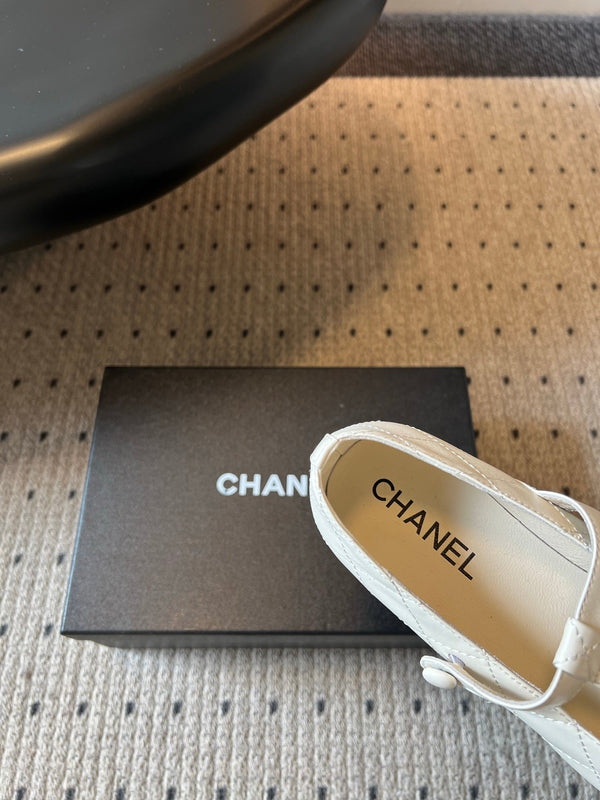 CC 26s T-Strap Mary Jane Flats White Cowhide