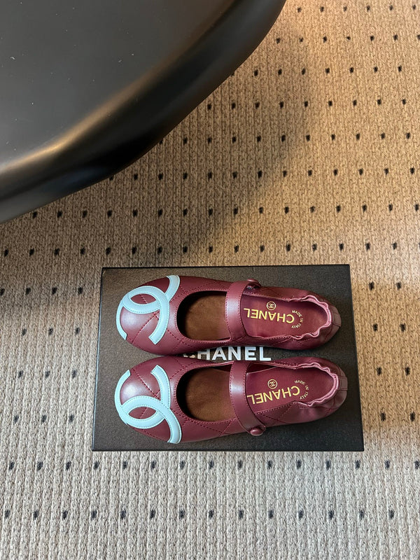 CC 26s Coco Beach Mary Jane Flats Burgundy Cowhide