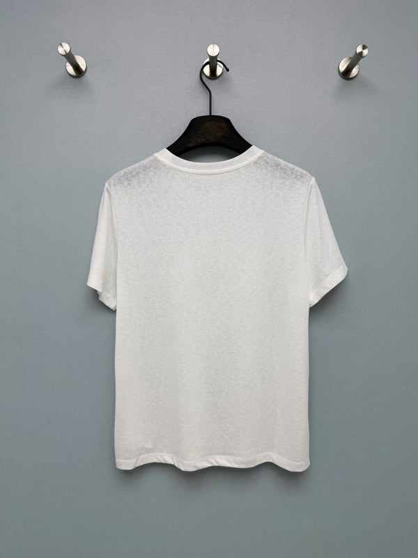 CD 2026 Floral Embroidery Short-Sleeve T-Shirt White Cotton 392386