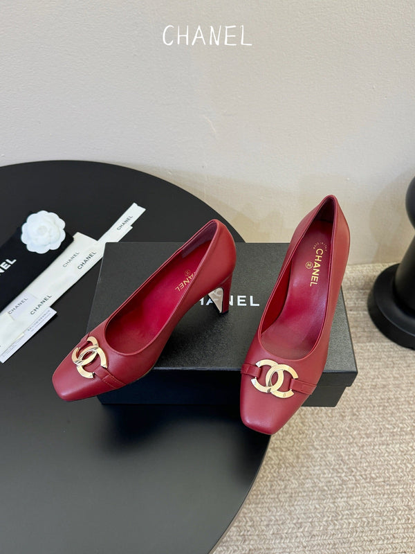 CC 26ss Logo Square-Toe Pumps Burgundy Lambskin 835688