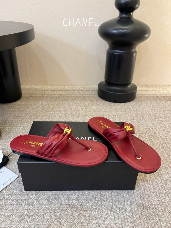 CC 26S Thong Slide Sandals Red Cowhide 835644