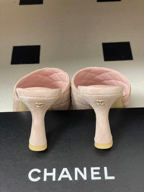 CC Quilted Heeled Sandal 8cm Pink Suede 834700