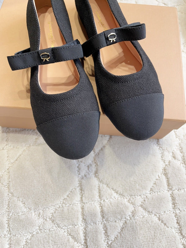 GR Mary Jane Flats Black Lambskin & Fabric 851887