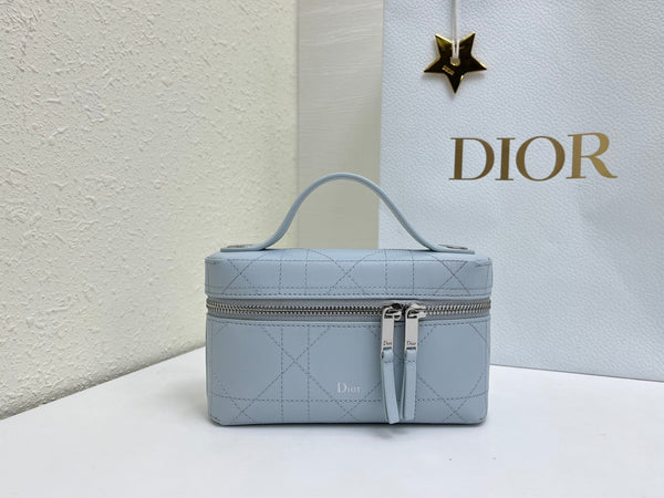 CD Cannage Vanity Chain Bag 19cm Blue Cowhide 158121