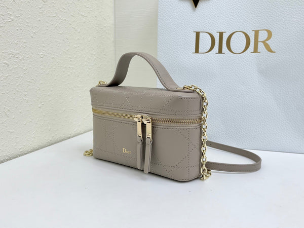 CD Cannage Vanity Chain Bag 19cm Grey Cowhide 158119
