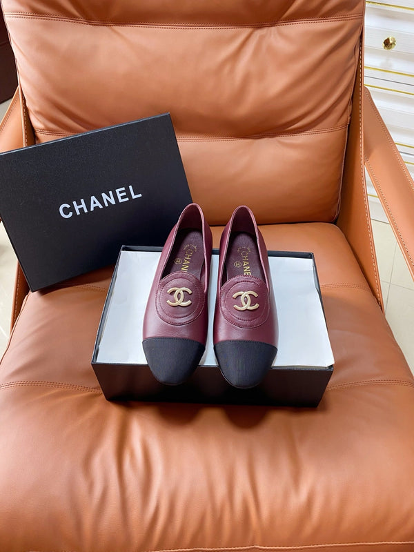 CC 26P Double C Loafers Burgundy Black Lambskin & Grosgrain 857973