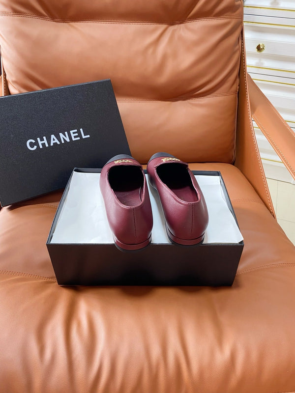 CC 26P Double C Loafers Burgundy Black Lambskin & Grosgrain 857973