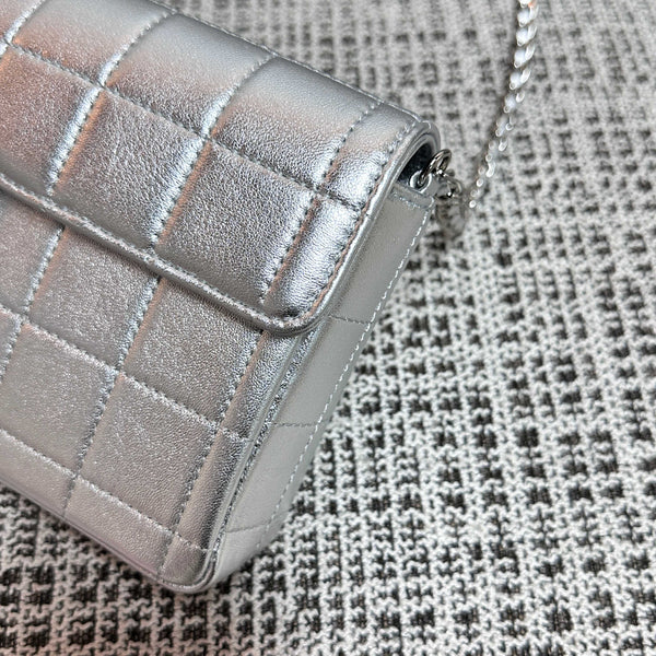 CC East-West Flap Bag 26cm Silver Lambskin